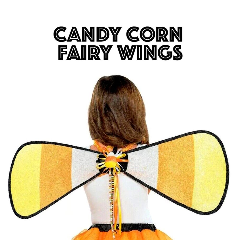Girls Halloween Costume Fairy Wings – Candy Corn Yellow & Orange